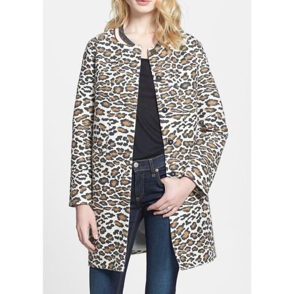 Maison Scotch leopard print car coat size 2/M - Picture 1 of 11